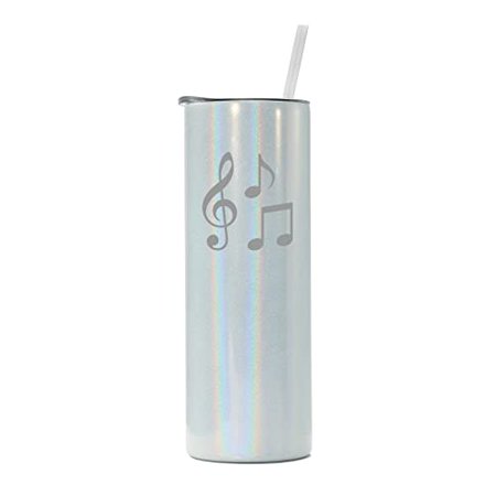 20 oz Skinny Tall Tumbler Stainless Steel Vacuum Insulated Travel Mug Cup With Straw Music Notes (White Iridescent Glitter)
20 oz Skinny Tall Tumbler Stainless Steel Vacuum Insulated Travel Mug Cup With Straw Music Notes (White Iridescent Glitter)