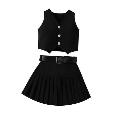 Baby Girl Outfits Kids Sleeveless Vest T Shirt Tops Skirts With Belt 3Pcs Summer Blankets Girls Clothing Sets 4-5 Years
Baby Girl Outfits Kids Sleeveless Vest T Shirt Tops Skirts With Belt 3Pcs Summer Blankets Girls Clothing Sets 4-5 Years