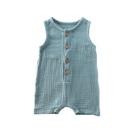 Baby Boys Short Sleeve Rompers Jumpsuit Organic Cotton and Linen Sleeveless One-Piece Coverall (H-Blue 90(12-18M))
Baby Boys Short Sleeve Rompers Jumpsuit Organic Cotton and Linen Sleeveless One-Piece Coverall (H-Blue 90(12-18M))