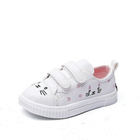 Toyella Cute Cat Non-slip Low-cut Velcro Casual Sports Shoes White 27