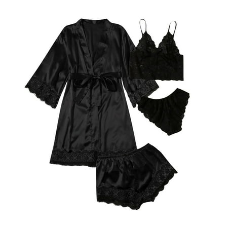 PIMOXV Women Plus Size Sexy Lingerie Silk Robe Satin Bathrobe Four-piece Set Sleepwear Pajamas women s pajamas four piece set
PIMOXV Women Plus Size Sexy Lingerie Silk Robe Satin Bathrobe Four-piece Set Sleepwear Pajamas women s pajamas four piece set