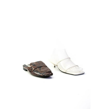 Pre-owned|Zara Womens Mules Sandal Heels Brown White Size 35 5 36 6 Lot 2
