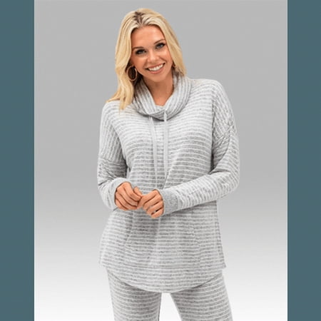 Boxercraft L12 Ladies Cuddle Cowl Pullover-Oxf Htr/Nt Strp-L