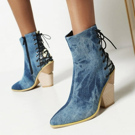 ERTUTUYI Women s New European And American Autumn And Winter Side Zipper Pointed Toe Overlapping Tie Color Matching Short Boots Blue 41
ERTUTUYI Women s New European And American Autumn And Winter Side Zipper Pointed Toe Overlapping Tie Color Matching Short Boots Blue 41