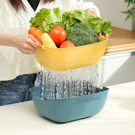 Travelwant Large Kitchen Strainer Colander Bowl Set Double-Layer Plastic Fruits Vegetable Washing Basket Drain Bowls for Cleaning Washing Mixing Detachable
Travelwant Large Kitchen Strainer Colander Bowl Set Double-Layer Plastic Fruits Vegetable Washing Basket Drain Bowls for Cleaning Washing Mixing Detachable