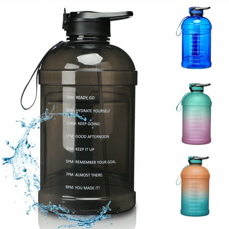 KEVENZ Water Bottle with Time Marker 1 Gallon Water Bottle with Straw Leakproof Water Jug BPA Free Black
KEVENZ Water Bottle with Time Marker 1 Gallon Water Bottle with Straw Leakproof Water Jug BPA Free Black