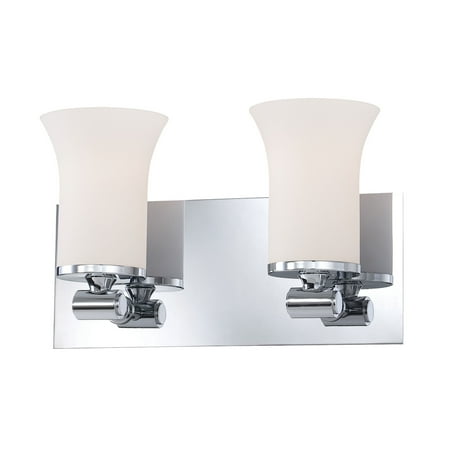 Flare 2-Light Vanity Lamp in Chrome with White Opal Glass