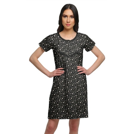 Moomaya Cotton Lace Neckline Sleepwear For Women Button Placket Nightdress
Moomaya Cotton Lace Neckline Sleepwear For Women Button Placket Nightdress