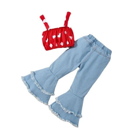 TAIAOJING Kid Baby Girl Outfits Clothes Valentine s Day Child Baby Sleeveless Print Bowknot Vest Tops Bell Bottomed Flare Pants Jeans Set 2PCS Outfits 12-24 Months
TAIAOJING Kid Baby Girl Outfits Clothes Valentine s Day Child Baby Sleeveless Print Bowknot Vest Tops Bell Bottomed Flare Pants Jeans Set 2PCS Outfits 12-24 Months