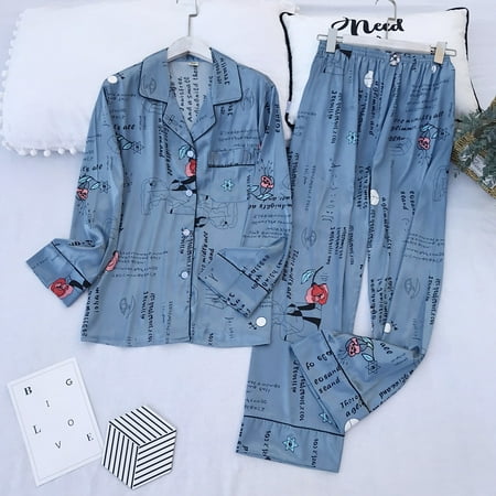 Long Sleeve Pajamas Autumn Ice Silk Long Sleeve Trousers Suit Printing Fashion Pyjamas Set
Long Sleeve Pajamas Autumn Ice Silk Long Sleeve Trousers Suit Printing Fashion Pyjamas Set