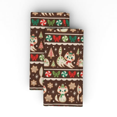 Linen Cotton Canvas Dinner Napkins (Set of 2) - Christmas Cat Stripe Kittens Retro Lover Candy Holiday Gingerbread Print Cloth Dinner Napkins by Spoonflower
Linen Cotton Canvas Dinner Napkins (Set of 2) - Christmas Cat Stripe Kittens Retro Lover Candy Holiday Gingerbread Print Cloth Dinner Napkins by Spoonflower