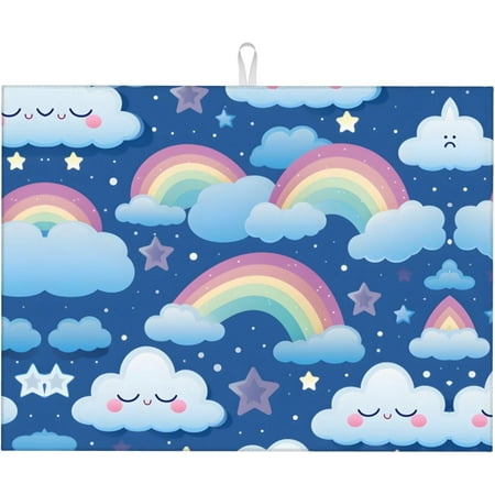 PRIYAL Cute Rainbow Cloud Dish Drying Mat for Kitchen Countertop Drying Mat 18x24 Inch Night Star Absorbent Dish Drainer Mats for Under Rack Dish Drying Pad for Home Coffee Bar Decor
PRIYAL Cute Rainbow Cloud Dish Drying Mat for Kitchen Countertop Drying Mat 18x24 Inch Night Star Absorbent Dish Drainer Mats for Under Rack Dish Drying Pad for Home Coffee Bar Decor
