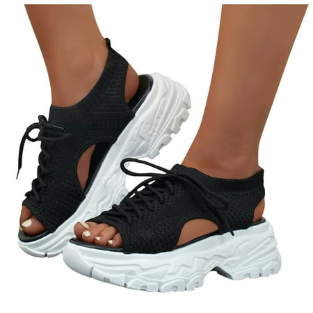 ZHAGHMIN Wedges for Women Dressy Women s Summer Fashion Sports Sandals Lace Up Mesh Hollow Out Breathable Casual Comfortable Thick Bottom Sandals Black Size7.5
ZHAGHMIN Wedges for Women Dressy Women s Summer Fashion Sports Sandals Lace Up Mesh Hollow Out Breathable Casual Comfortable Thick Bottom Sandals Black Size7.5