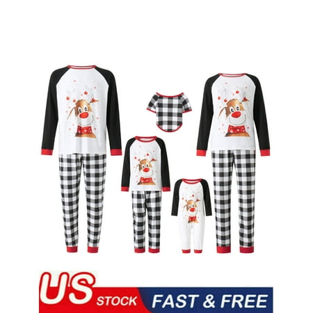 Matching Family Christmas Pajamas Set Elk Print Long Sleeve Tops Plaid Pants for Adult Kids Baby Dog
Matching Family Christmas Pajamas Set Elk Print Long Sleeve Tops Plaid Pants for Adult Kids Baby Dog