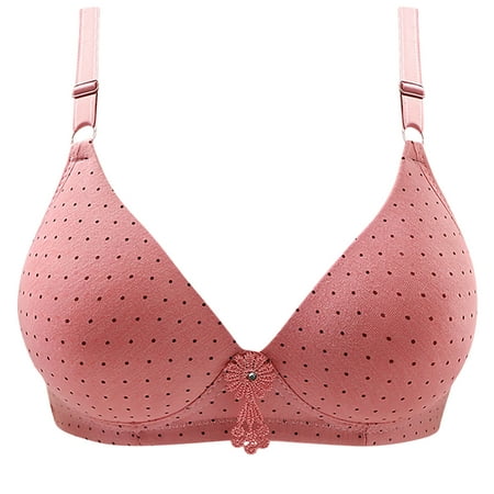 

RYRJJ Clearance Polka Dot Comfortable Bras for Women Push Up Soft Everyday Unpadded Bralette No Underwire Adjustable Straps Deep Cup Underwear Bras(Pink M)