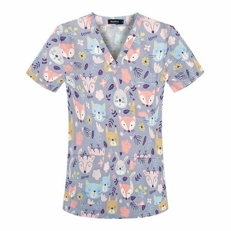 DNDKILG Womens Professionals V Neck Uniform Holiday Pockets Nursing Scrubs Casual Scrubs Top Floral Working T Shirt Light Purple M
DNDKILG Womens Professionals V Neck Uniform Holiday Pockets Nursing Scrubs Casual Scrubs Top Floral Working T Shirt Light Purple M