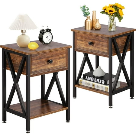 CHUANGMANXING Nightstands Modern End Side Tables Night Stand Set of 2 with Drawer &Storage Shelf for Bedroom Living Room Office Lounge 2 Brown
CHUANGMANXING Nightstands Modern End Side Tables Night Stand Set of 2 with Drawer &Storage Shelf for Bedroom Living Room Office Lounge 2 Brown