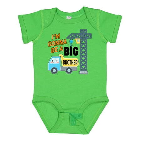 Inktastic Im Gonna Be a Big Brother- Truck and Crane Gift Baby Boy Bodysuit