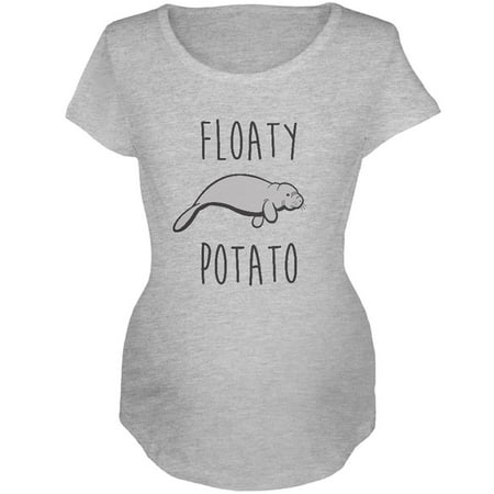 Floaty Potato Manatee Funny Maternity Soft T Shirt Heather X-LG