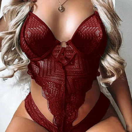 

POROPL Lingerie For Women Geometric Pajamas Hook And Eye Convertible Lace Couples Valentine S Day Bustier Sleepwear For Women