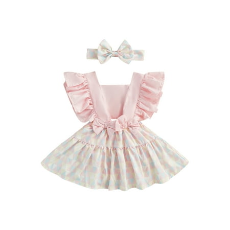 Bagilaanoe Baby Girls Summer Romper Dress 6 12 18 24 Months Fly Sleeve Cross Back Bow Dress with Headband 2pcs Set
Bagilaanoe Baby Girls Summer Romper Dress 6 12 18 24 Months Fly Sleeve Cross Back Bow Dress with Headband 2pcs Set