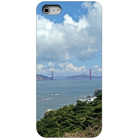 CUSTOM Black Hard Plastic Snap-On Case for Apple iPhone 5 / 5S / SE - Golden Gate Bridge San Francisco