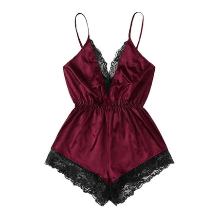 Avamo Women Lingerie Lace Sleepwear One Piece Sexy Bodysuit Deep V Ladies Mini Cross Back Smooth Spaghetti Straps Wine Red S
Avamo Women Lingerie Lace Sleepwear One Piece Sexy Bodysuit Deep V Ladies Mini Cross Back Smooth Spaghetti Straps Wine Red S