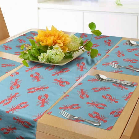 Nautical Table Runner & Placemats Demonstration of Sea Organisms Repeated Lobsters Marine Life Animals Set for Dining Table Decor Placemat 4 pcs + Runner 12 x90 Dark Coral and Blue by Ambesonne
Nautical Table Runner & Placemats Demonstration of Sea Organisms Repeated Lobsters Marine Life Animals Set for Dining Table Decor Placemat 4 pcs + Runner 12 x90 Dark Coral and Blue by Ambesonne