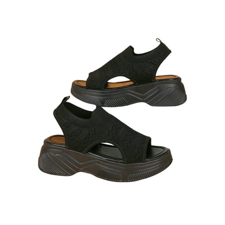 UKAP Women Wedge Sandals Peep Toe Casual Shoes Slip On Platform Sandal Comfortable Summer Walking Shoe Womens Thick Sole Elastic Black 5
UKAP Women Wedge Sandals Peep Toe Casual Shoes Slip On Platform Sandal Comfortable Summer Walking Shoe Womens Thick Sole Elastic Black 5