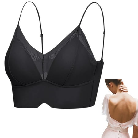 ZHUASHUM Women Open Back Floral Ultra Thin Lingerie Wireless Bra