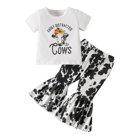 Toddler Girls Clothing Set Short Sleeve Cartoon Printed T Shirt Pullover Tops Bell Bottoms Pants Kids Outfits
Toddler Girls Clothing Set Short Sleeve Cartoon Printed T Shirt Pullover Tops Bell Bottoms Pants Kids Outfits