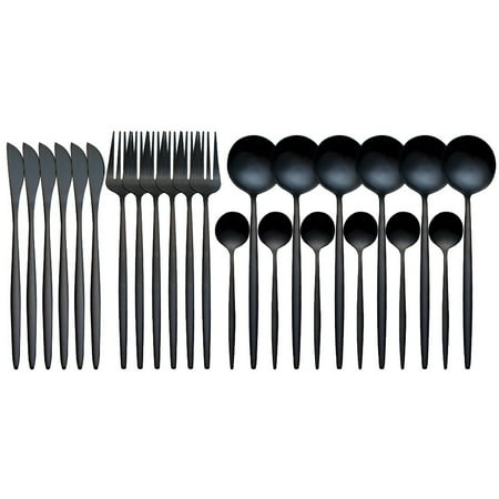 Skycarper Stainless Steel Silverware Set 24-Piece Stainless Steel Flatware Set - Black
Skycarper Stainless Steel Silverware Set 24-Piece Stainless Steel Flatware Set - Black