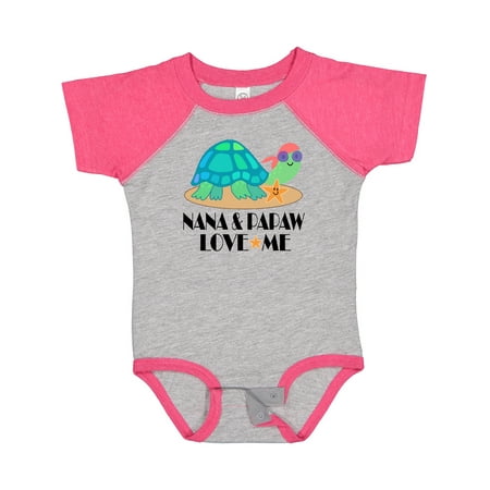 Inktastic Nana and Papaw Love Me Grandchild Turtle Gift Baby Boy or Baby Girl Bodysuit