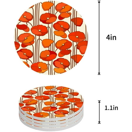 ZHANZZK Poppy Flower Set of 6 Round Coaster for Drinks Absorbent Ceramic Stone Coasters Cup Mat with Cork Base for Home Kitchen Room Coffee Table Bar Decor
ZHANZZK Poppy Flower Set of 6 Round Coaster for Drinks Absorbent Ceramic Stone Coasters Cup Mat with Cork Base for Home Kitchen Room Coffee Table Bar Decor
