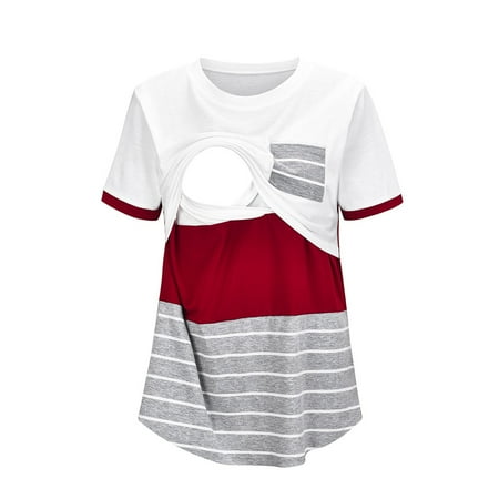 DAETIROS Stretch Nursing Striped Silky Breastfeeding Loose Short Sleeve Leisure Pregnant Women T Shirts White
DAETIROS Stretch Nursing Striped Silky Breastfeeding Loose Short Sleeve Leisure Pregnant Women T Shirts White