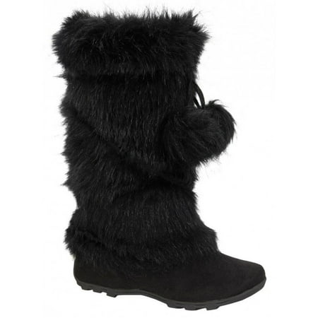 Blossom Womens Tara-Hi Pom Pom Winter Fashion Boots Black 7.5
