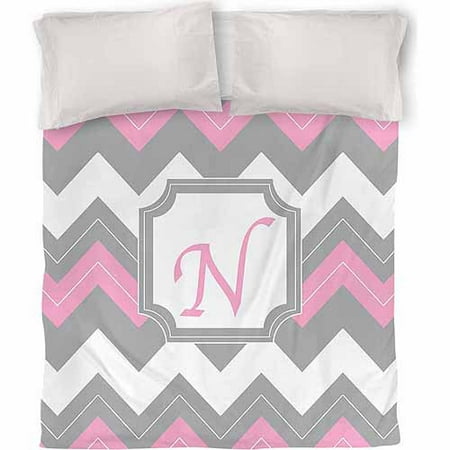 IDG Chevron Monogram Duvet Cover, Pink