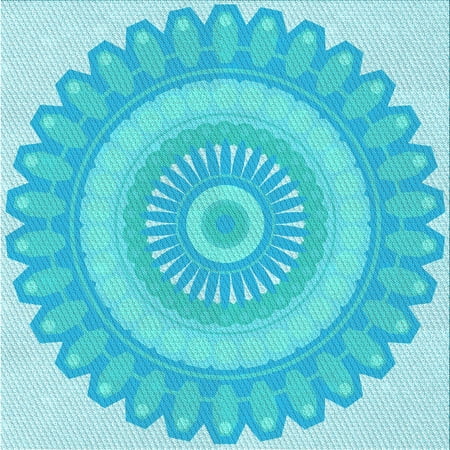 Ahgly Company Indoor Square Patterned Bright Turquoise Blue Area Rugs 4 Square