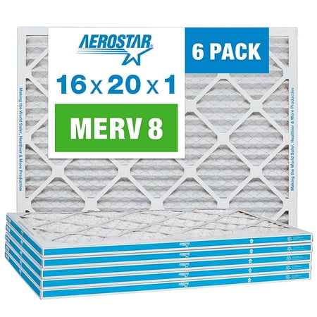 Aerostar 16x20x1 MERV 8 Pleated Air Filter AC Furnace Air Filter 6 Pack (Actual size 15 3/4 x 19 3/4 x 3/4 )
Aerostar 16x20x1 MERV 8 Pleated Air Filter AC Furnace Air Filter 6 Pack (Actual size 15 3/4 x 19 3/4 x 3/4 )