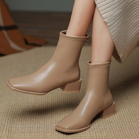 ERTUTUYI Fashion Women Artificial Leather Solid Color Autumn Thick Sole Square Heels Zipper Mid Booties Square Toe Shoes Khaki 38
ERTUTUYI Fashion Women Artificial Leather Solid Color Autumn Thick Sole Square Heels Zipper Mid Booties Square Toe Shoes Khaki 38