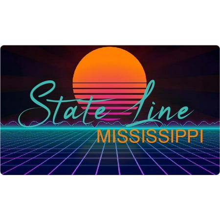 State Line Mississippi 4 X 2.25-Inch Fridge Magnet Retro Neon Design