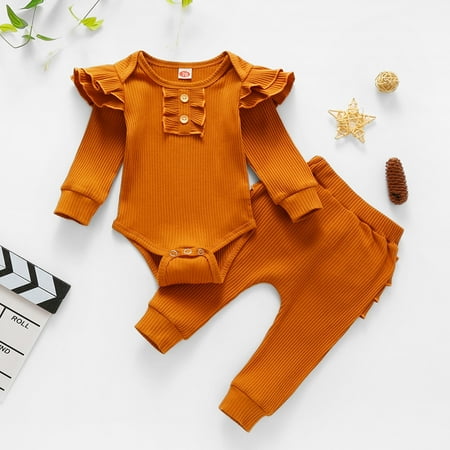 Fidelma Girls Outfits&Set Newborn Baby Girls Long Sleeve Ruffles Bowknot Romper Bodysuit+Pants Outfits Orange-90
Fidelma Girls Outfits&Set Newborn Baby Girls Long Sleeve Ruffles Bowknot Romper Bodysuit+Pants Outfits Orange-90