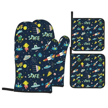 Oven Mitts and Pot Holders 4 Piece Funny Spaceships High Heat Slip Resistant Oven Mitt and Trivets Set Kitchen Oven Glove Pot Holders for Cooking Baking Grilling
Oven Mitts and Pot Holders 4 Piece Funny Spaceships High Heat Slip Resistant Oven Mitt and Trivets Set Kitchen Oven Glove Pot Holders for Cooking Baking Grilling