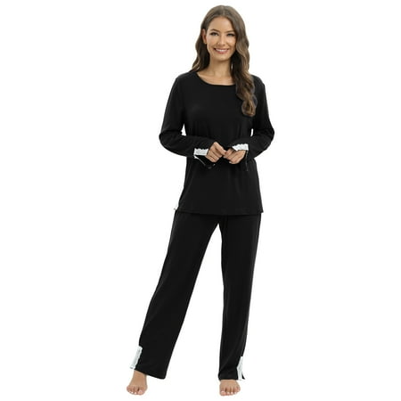 Women s Pajama Set Long Sleeve Sleepwear 2 Piece Pajamas Soft Loungewear Lace Pjs Lounge Set
Women s Pajama Set Long Sleeve Sleepwear 2 Piece Pajamas Soft Loungewear Lace Pjs Lounge Set
