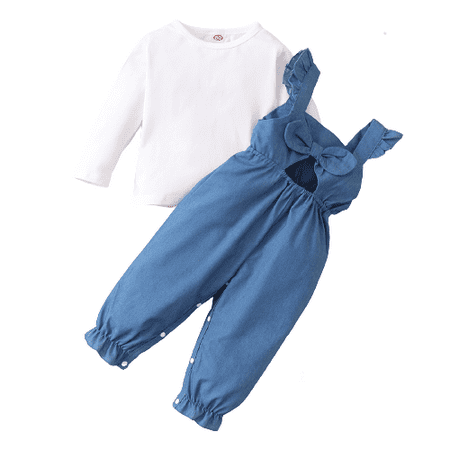 NZRVAWS Baby Girls Outfits Solid Color Long Sleeve Round Neck Top +Straps Suspender Pants 2Pcs Clothes Set 18-24 Months White
NZRVAWS Baby Girls Outfits Solid Color Long Sleeve Round Neck Top +Straps Suspender Pants 2Pcs Clothes Set 18-24 Months White