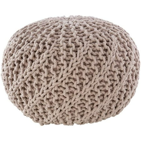 Surya MLPF013-202014 20 x 20 x 14 in. Malmo Knitted Pouf, Ivory