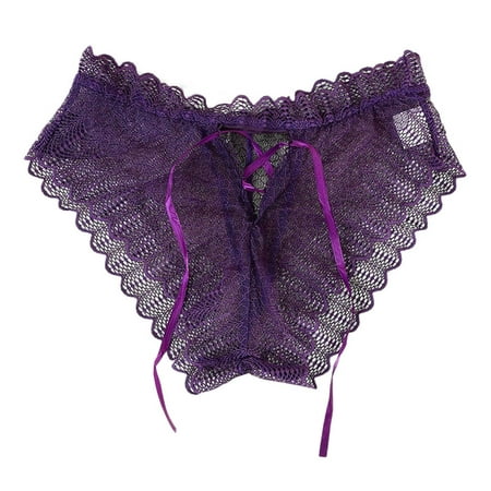 

Sehao Lace Panties For Women Ladies Underware Low Waisted Comfortable Briefs Gifts For Her Purple XL
