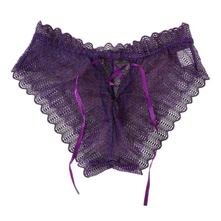 

Sehao Lace Panties For Women Ladies Underware Low Waisted Comfortable Briefs Gifts For Her Purple XL