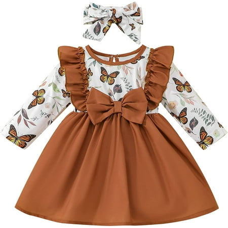 QIANFENGXI Winter Dresses for Girls 2022 Floral Dress for Girls Thanksgiving Dress Girls Fall Dress Flowy Dress