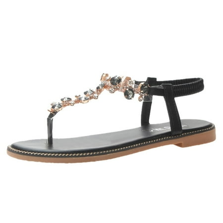 WANYNG Women Thong Sandals T-Type Open Toe Rhinestone Flat Bottom Roman Sandals Shoes Womens Sandals Size 9 Wedge Womens Fluff Yeah Slide Sandal -
WANYNG Women Thong Sandals T-Type Open Toe Rhinestone Flat Bottom Roman Sandals Shoes Womens Sandals Size 9 Wedge Womens Fluff Yeah Slide Sandal -